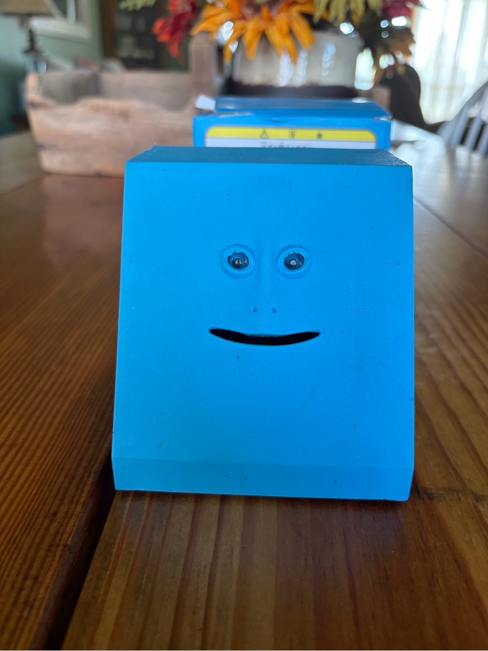 Fun Blue Face Bank Sensor Animated Encourages Savings Adults/Kids